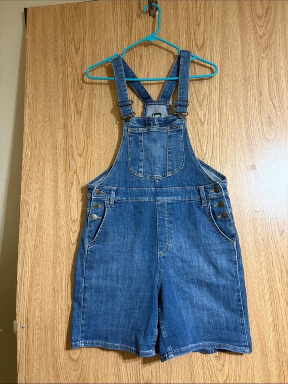 Lee Denim Overalls in Light Blue with Contrast Stitching
